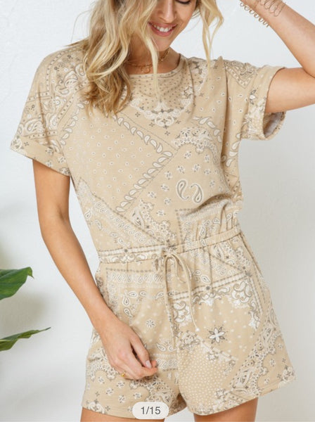 Taupe paisley romper