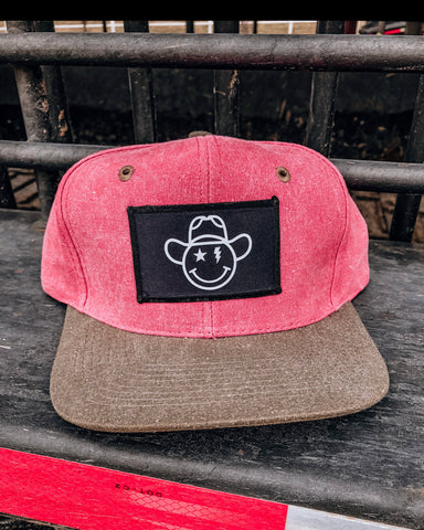 Retro smiley hat pink